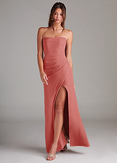 Azazie Leonis 신부 들러리 드레스 쉬스 스트랩리스 쉬폰 바닥 길이 드레스 image7