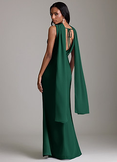 Azazie Linelle Robes de demoiselle d'honneur Robe Sirène en Mousseline de soie Plissée émeraude image10