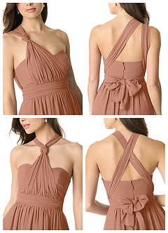 Azazie Olani Bridesmaid Dresses Bronzer A-Line Off the Shoulder Chiffon Convertible Dress image7