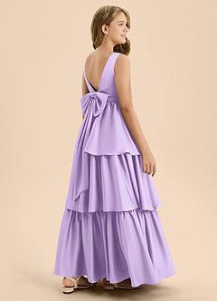 Azazie Meadowyn Junior Lilac A-Line Bow Stretch Satin Dress image6