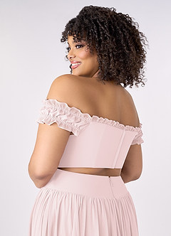 Barbie ♥ Azazie Bridesmaid Dresses Blushing Pink A-Line Off the Shoulder Chiffon Convertible Dress image12
