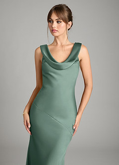 Azazie Rylina Bridesmaid Dresses Eucalyptus Mermaid Stretch Satin Dress image3