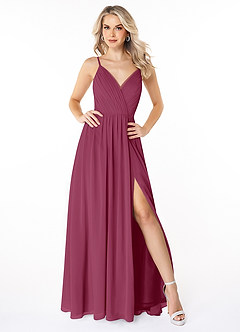 Azazie Gracie Bridesmaid Dresses Mulberry A-Line Pleated Chiffon Dress image1