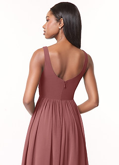 Azazie Keyla Bridesmaid Dresses Amethyst A-Line V-Neck Pleated Chiffon Dress image4