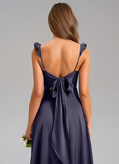 Azazie Everett Bridesmaid Dresses Stormy A-Line Stretch Satin Dress image7