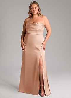 Azazie Saige Brautjungfernkleider Etui Schulterfrei Stretch-Satin Kleid Roségold image16