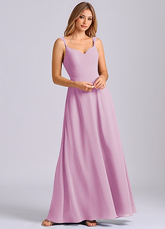 Azazie Beatrice Robes de demoiselle d'honneur Robe Trapèze en Mousseline de soie Encolure en Forme de Cœur Rose Bonbon image4