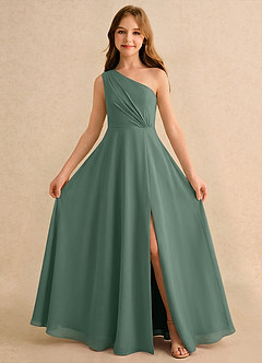 Azazie Puddles Girls Formal Flower Girl Klänningar Klä A-Line i Chiffong Ena axeln image5