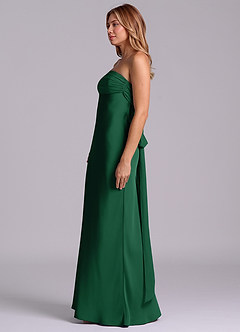 Azazie Ailanie Brudtärnklänningar Klä av Tubklänning i Stretch Satin Axelbandslös Mörkgrön image6