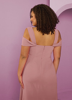 Barbie ♥ Azazie Bridesmaid Dresses Dusty Rose A-Line Off the Shoulder Chiffon Dress image13
