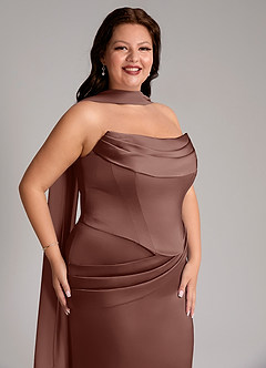 Azazie Sorrel Bridesmaid Dresses Espresso Mermaid Strapless Stretch Satin Convertible Dress image8