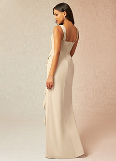 Azazie Camellia Bridesmaid Dresses Champagne Sheath Lace Chiffon Dress image2