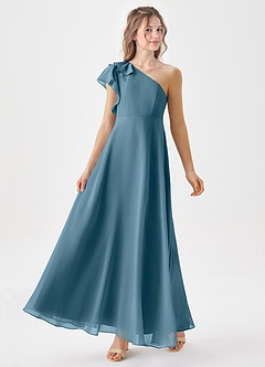 Azazie Arabella Junior Abito A-Line in Chiffon Increspato Bermuda image4