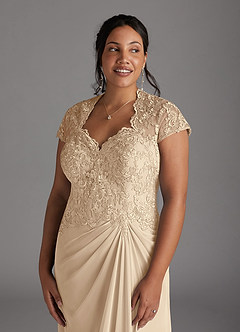 Azazie Junie Mother of the Bride Dresses Champagne A-Line Lace Chiffon Dress image10