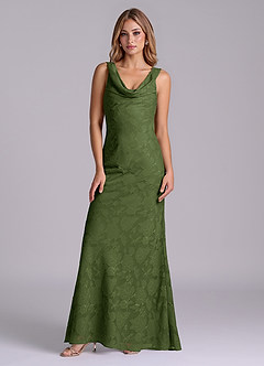Azazie Rylina Bridesmaid Dresses Olive Mermaid Floral Burnout Dress image5