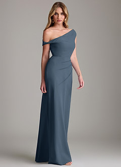 Azazie Emerson Bridesmaid Dresses Neptune Sheath Off the Shoulder Chiffon Dress image5