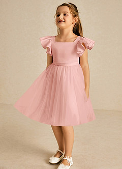Azazie Kaeya Flower Girl Dresses Rosette A-Line Bow Tulle Dress image4