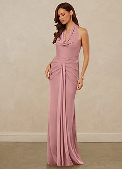 Christian Siriano Bridal for Azazie 1018 Venta Final Vestido de Cabernet de Malla de Corte Recto con Plisado image1