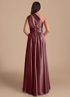 Azazie Charlize Bridesmaid Dresses Vintage Mauve A-Line One Shoulder Metallic Satin Dress image2