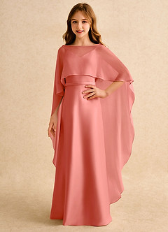 Azazie Fishie Girls Formal Flower Girl Dresses Salmon Pink A-Line Matte Satin Dress image1