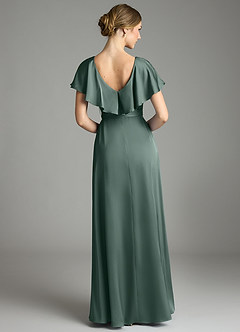 Azazie Lainey Bridesmaid Dresses Sea Moss A-Line with Pockets Stretch Satin Dress image7