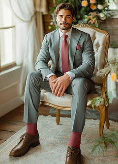 front Matching Skinny Tie & Pocket Square & Cuff Links & Socks Set