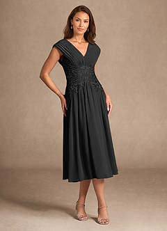 Azazie Hudson vestidos de madre de la novia Vestido de Negro de Encaje de Corte En A image6