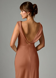 Azazie Kieryn Bridesmaid Dresses Bronzer Mermaid Pleated Stretch Satin Dress image2
