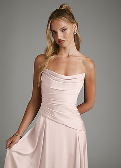 Azazie Gabriela Brautjungfernkleider A-Linie Korsett Stretch-Satin Kleid Zartrosa image4