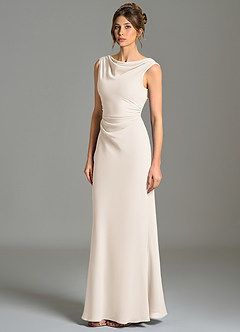 Azazie Kieryn Brautjungfernkleider Meerjungfrau-Linie Plissee Chiffon Kleid Alabaster Weiß image3