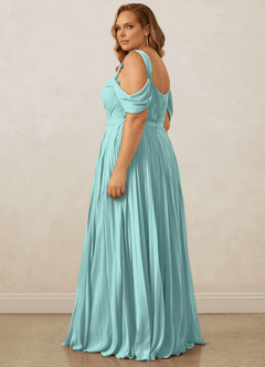 Christian Siriano Bridal for Azazie 1013 Bridesmaid Dresses Aqua A-Line Off the Shoulder Chiffon Dress image15