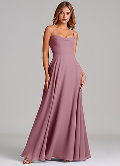 Azazie Elle Bridesmaid Dresses Vintage Mauve A-Line Pleated Chiffon Dress image3