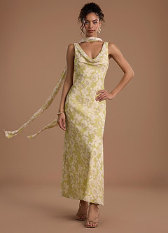 olive green floral maxi dress Sunset Tie Slip Dress
