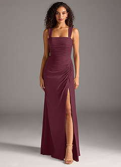Azazie Jesaphine Bridesmaid Dresses Cabernet Sheath Bow Chiffon Dress image5