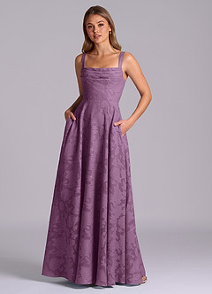 Azazie Shaude Bridesmaid Dresses Wisteria A-Line Pleated Floral Burnout Dress image1