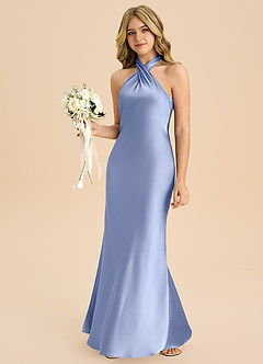 Azazie Chickie Junior Klä av Tubklänning i Stretch Satin Plisserad image4