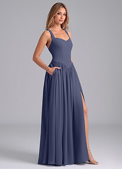 Azazie Francis Abiti da Damigella Abito A-Line in Chiffon Corsetto Stormy image6