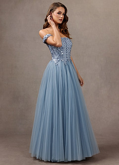 Ariella Powder Blue Shimmer Maxi Dress image3
