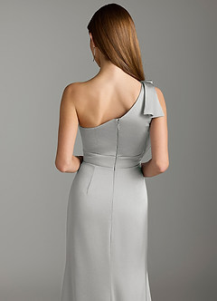 Azazie Rinna Bridesmaid Dresses Silver Mermaid Ruched Stretch Satin Dress image7
