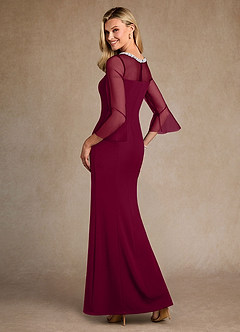 Azazie Bellevie Moeder van de bruid jurken Kolom Jurk van Stretch crêpe Kralen Bourgondië image3