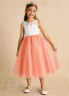 Azazie Lina Flower Girl Dresses Ivory Sunset Ball-Gown Lace Dress image2