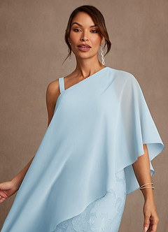 Azazie Wilma Mother of the Bride Dresses Sky Blue Sheath One Shoulder Floral Burnout Dress image5