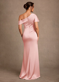 Azazie Rutha Mère de la mariée Robes Robe Fourreau en Satin extensible Asymétrique Rose Poudré image2