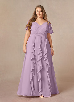 Azazie Watson Final Sale Wisteria A-Line V-Neck Chiffon Dress image6