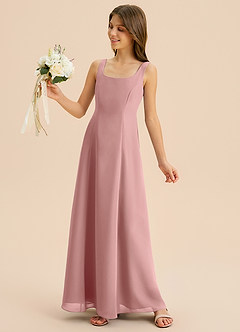 Azazie Lambie Junior Dusty Rose A-Line Pleated Chiffon Dress image7