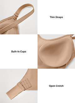 front Nahtloser, unsichtbarer String-Body mit dünnen Trägern