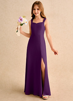 Azazie Makani Girls Formal Flower Girl Dresses Grape A-Line Sweetheart Neckline Chiffon Dress image1