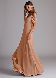 Azazie Marley Bridesmaid Dresses Champagne Rose A-Line Off the Shoulder Chiffon Convertible Dress image3