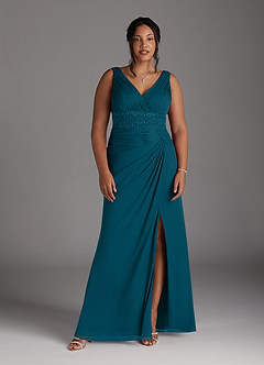 Azazie Winona Mother of the Bride Dresses Ink Blue Mermaid Sequins Mesh Dress image7