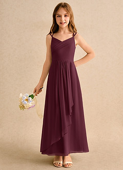 Azazie Zaida Girls Formal Flower Girl Klänningar Klänning A-Line i Chiffong Plisserad image3